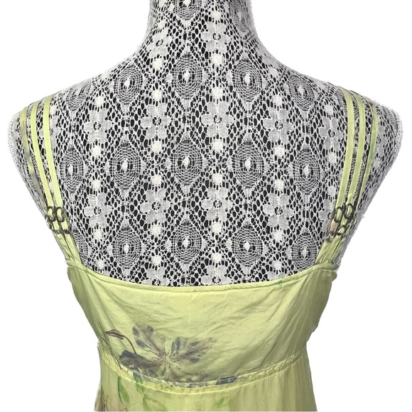 Rangoon chartreuse silk slip dress asymmetrical hem - Picture 12 of 16